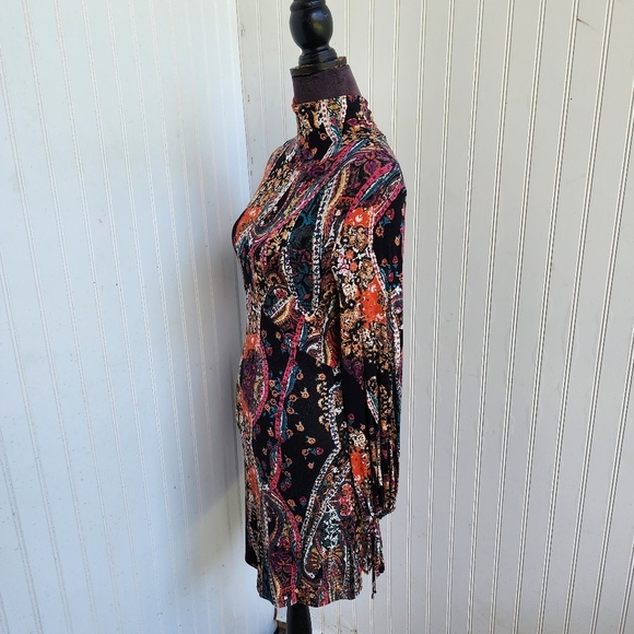 Free People Mock Neck Open Back Balloon Sleeve All Dolled Up Mini Dress Sz XS - Picture 12 of 16